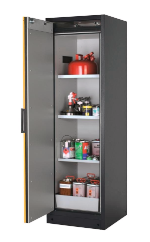 Bezpečnostní skříň s požární odolností 90min (levé dveře)_3x police, 1x spodni záchytná vana, ocelový poplastovaný plech